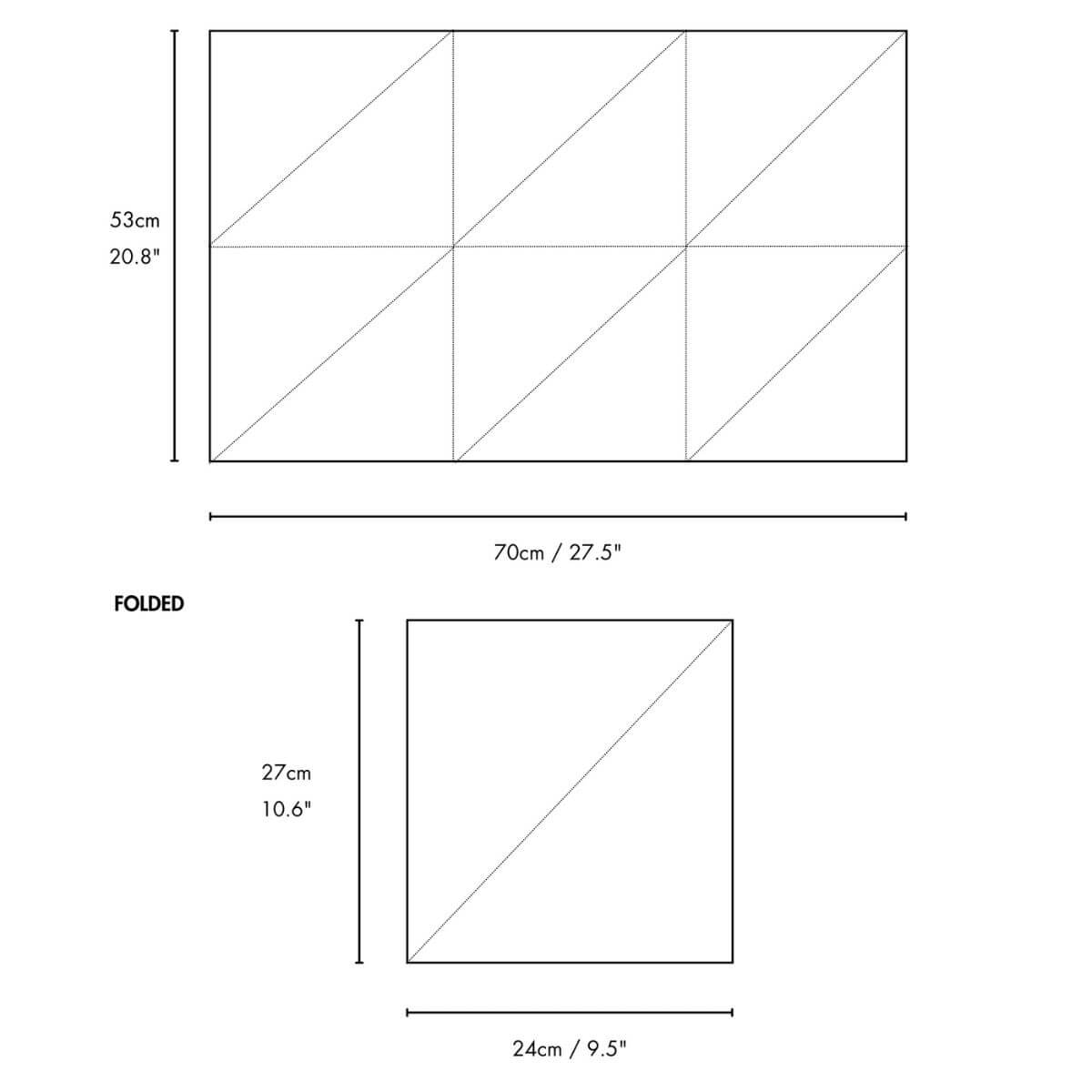 Dimensions for the Pups & Bubs Jouir Travel Mat in small.