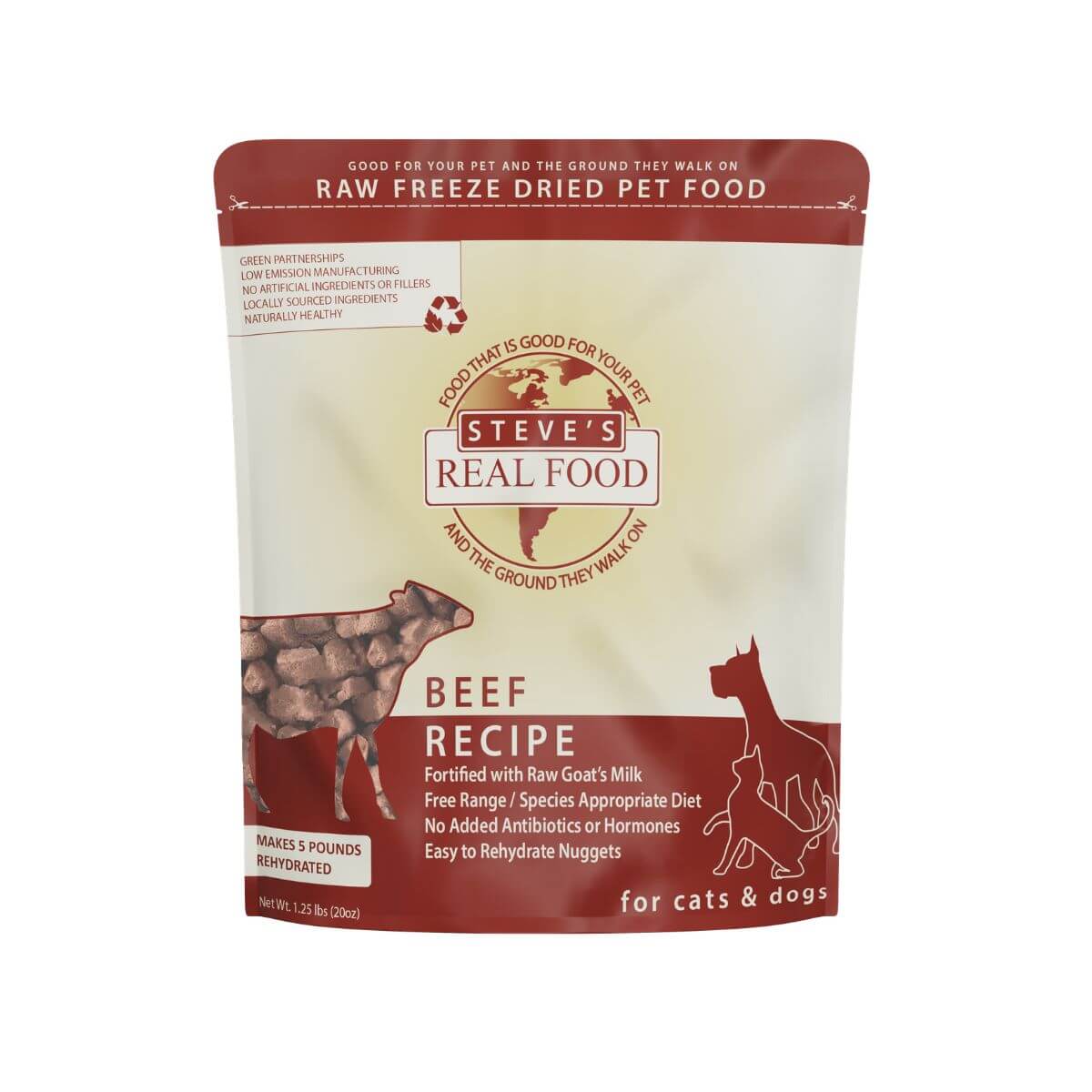 Steve's Real Food Freeze Dried Beef Nuggets against a white background.