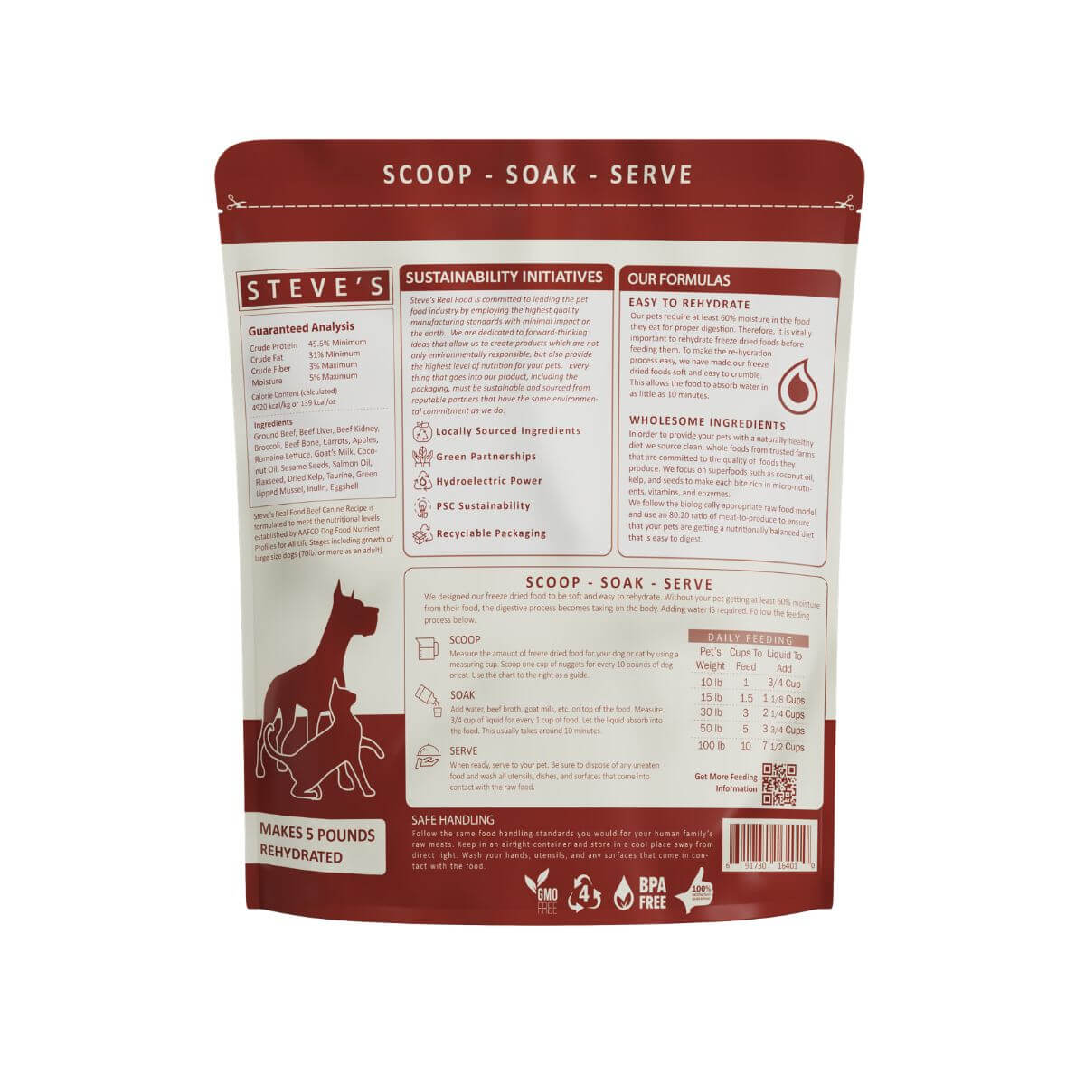 Steve's Real Food Freeze Dried Beef Nuggets against a white background.