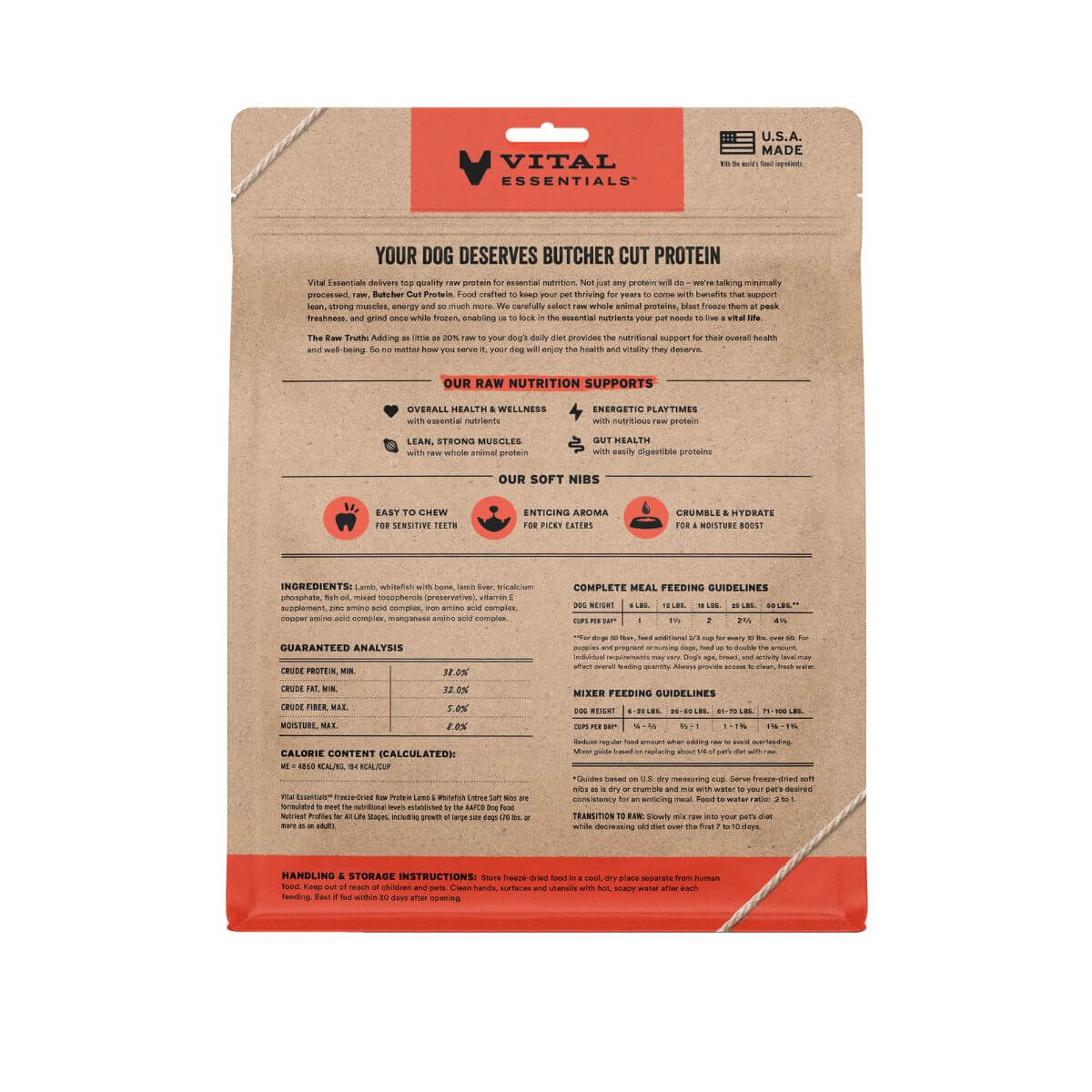 Vital Essentials Lamb and Whitefish Soft Nibs against a white background.