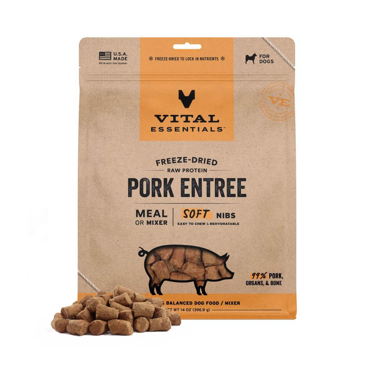 Vital Essentials Pork Soft Nibs against a white background.