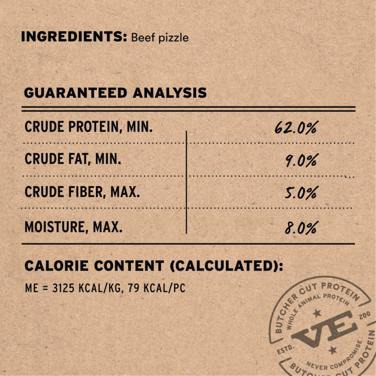 Vital Essentials Raw Bar Freeze-Dried Bully Stick Beef Pizzle ingredients,