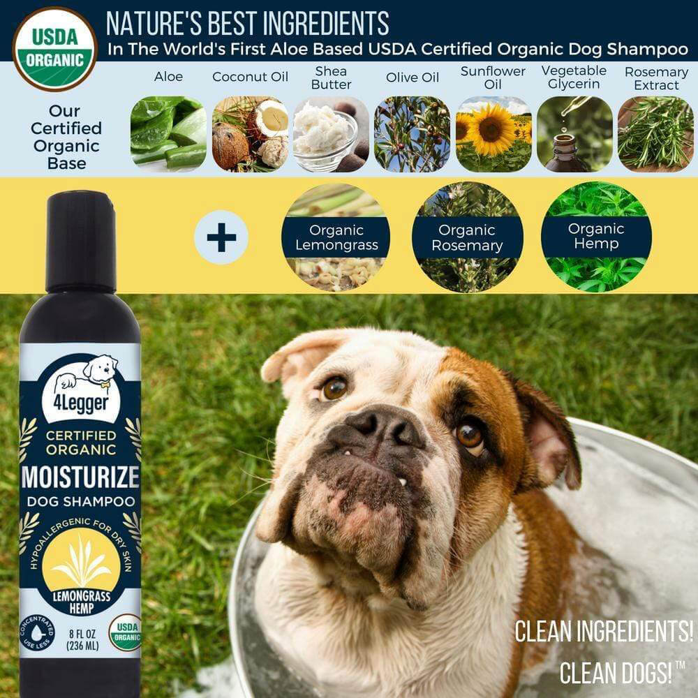 4-Legger USDA Certified Organic Moisturising Shampoo | Lemongrass Hemp - Vanillapup Online Pet Store
