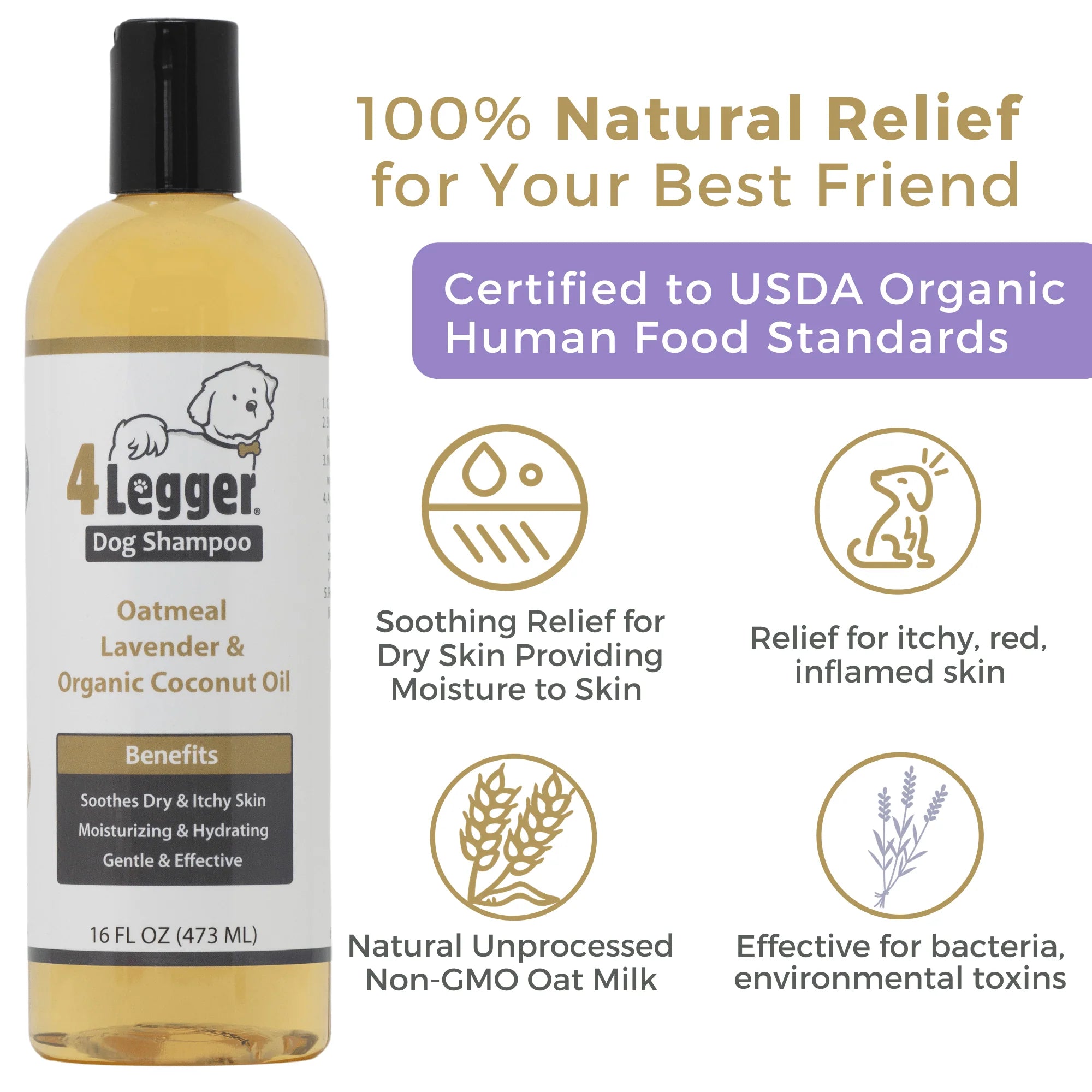 4-Legger Organic Oatmeal Shampoo with Lavender & Aloe