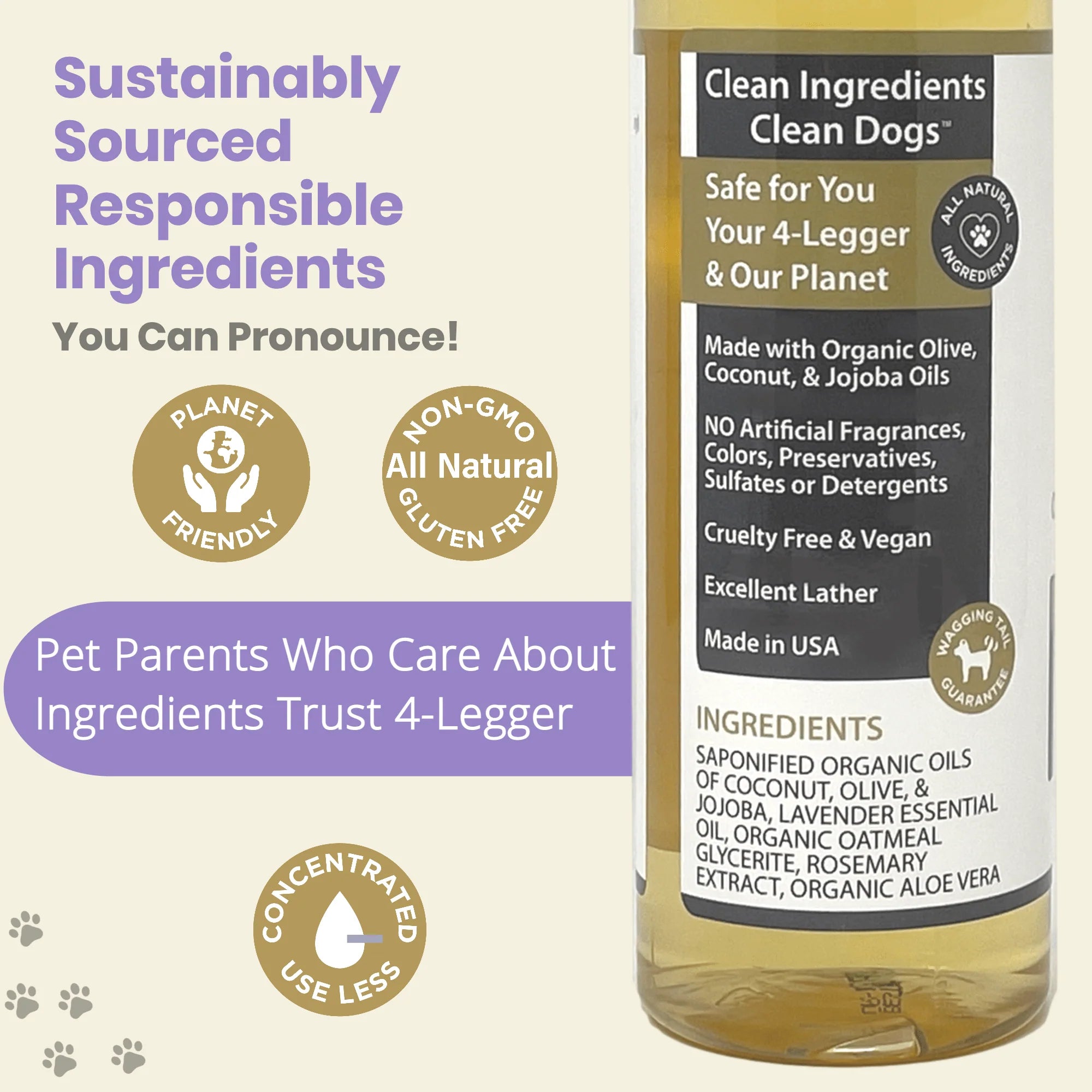 4-Legger Organic Oatmeal Shampoo with Lavender & Aloe