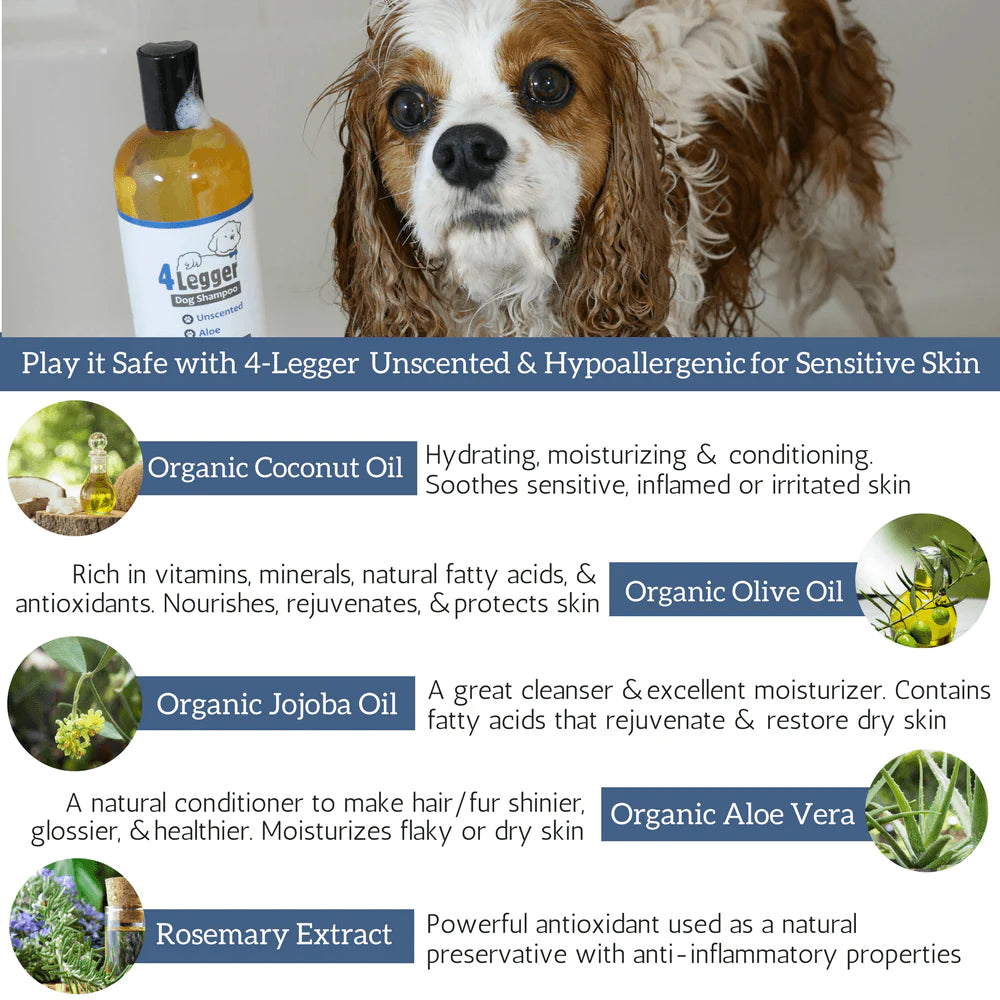 4-Legger Unscented Hypoallergenic Dog Shampoo with Aloe 16oz