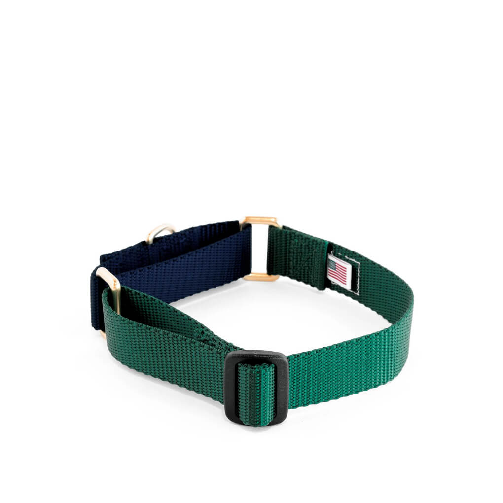 Dog + Bone Martingale Collar | Forest & Navy - Vanillapup Online Pet Store