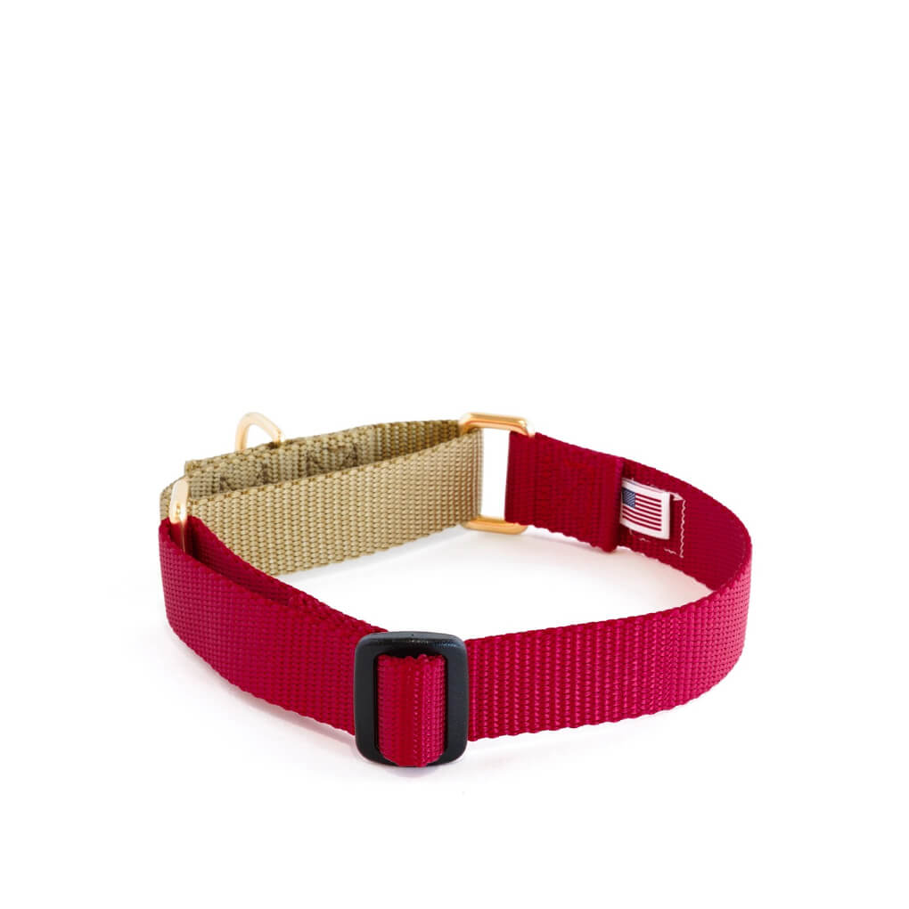 Dog + Bone Martingale Collar | Merlot & Gold - Vanillapup Online Pet Store