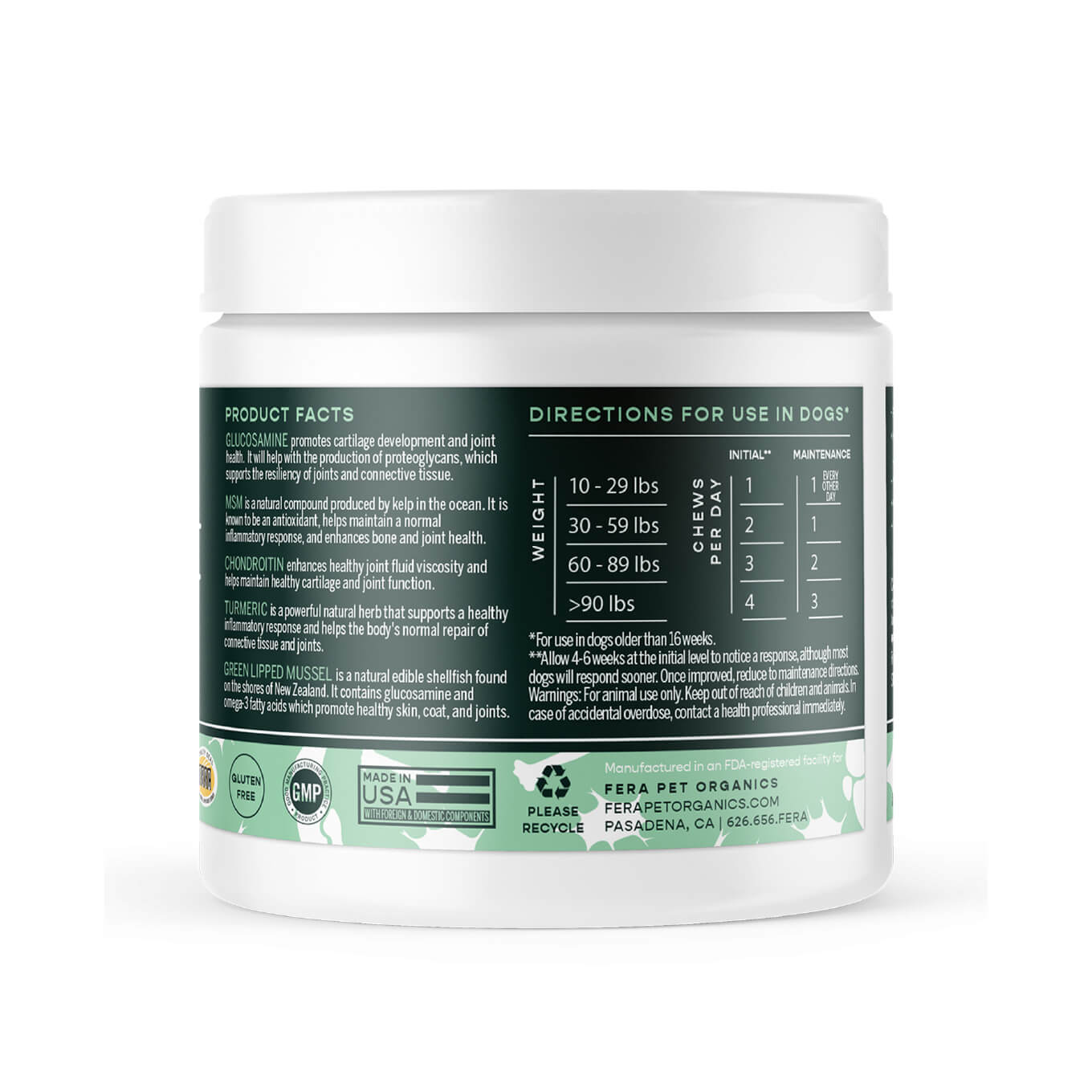 Fera Pet Organics Hip & Joint Supplement - Vanillapup Online Pet Store