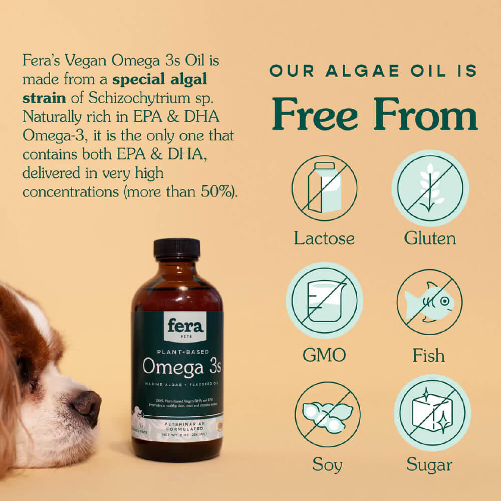 Fera Pets Vegan Omega-3, 6, 9s Algae Oil