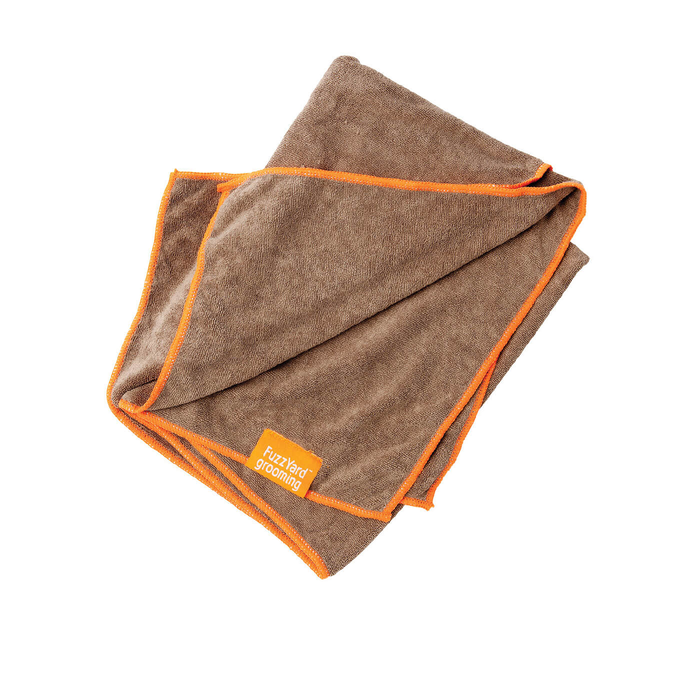 FuzzYard Microfibre Towel Brown With Orange Trim - Vanillapup Online Pet Store