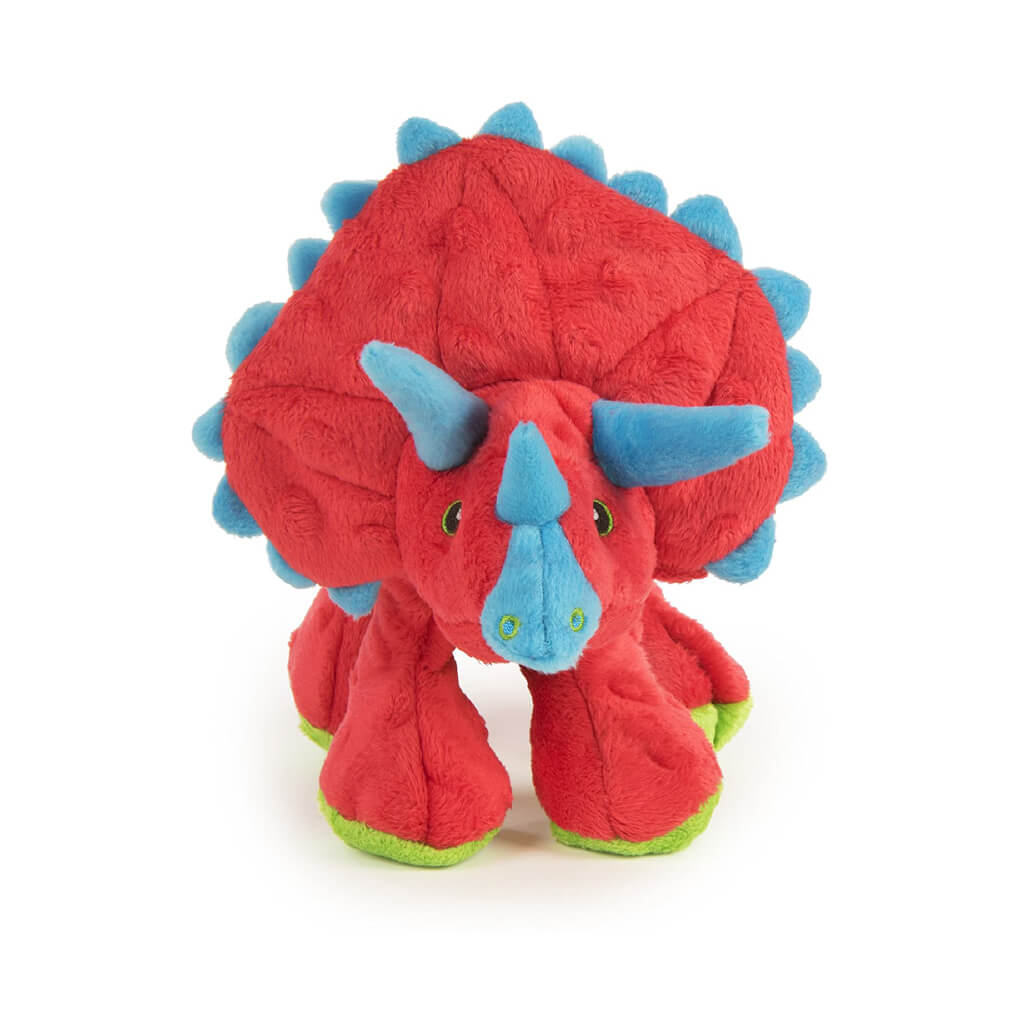goDog Triceratops Tough Plush Dog Toy | Red - Vanillapup Online Pet Store