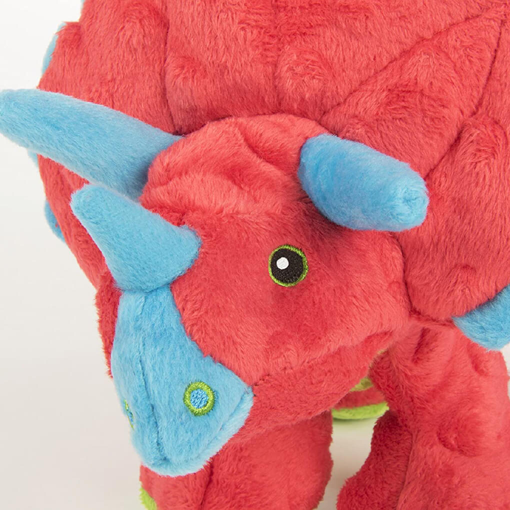goDog Triceratops Tough Plush Dog Toy | Red - Vanillapup Online Pet Store