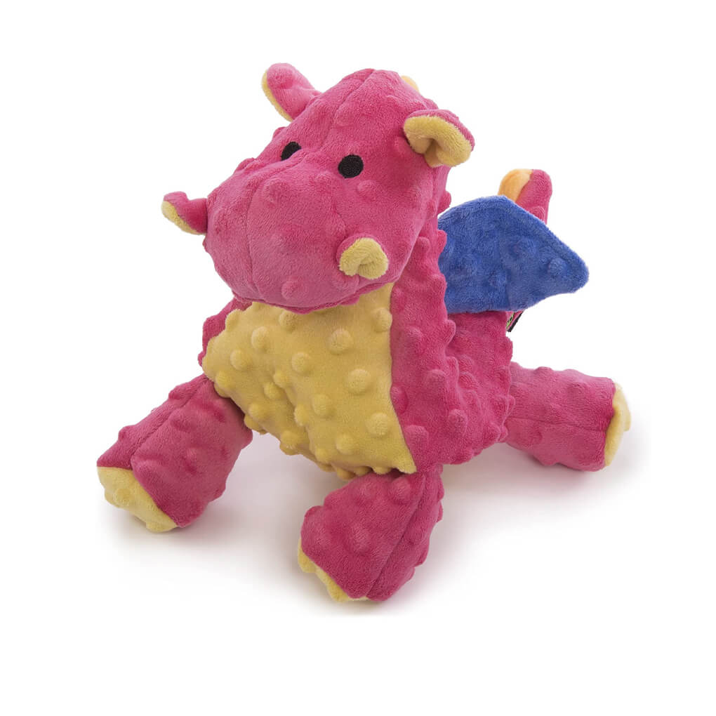 goDog Dragon Tough Plush Dog Toy | Coral - Vanillapup Online Pet Store