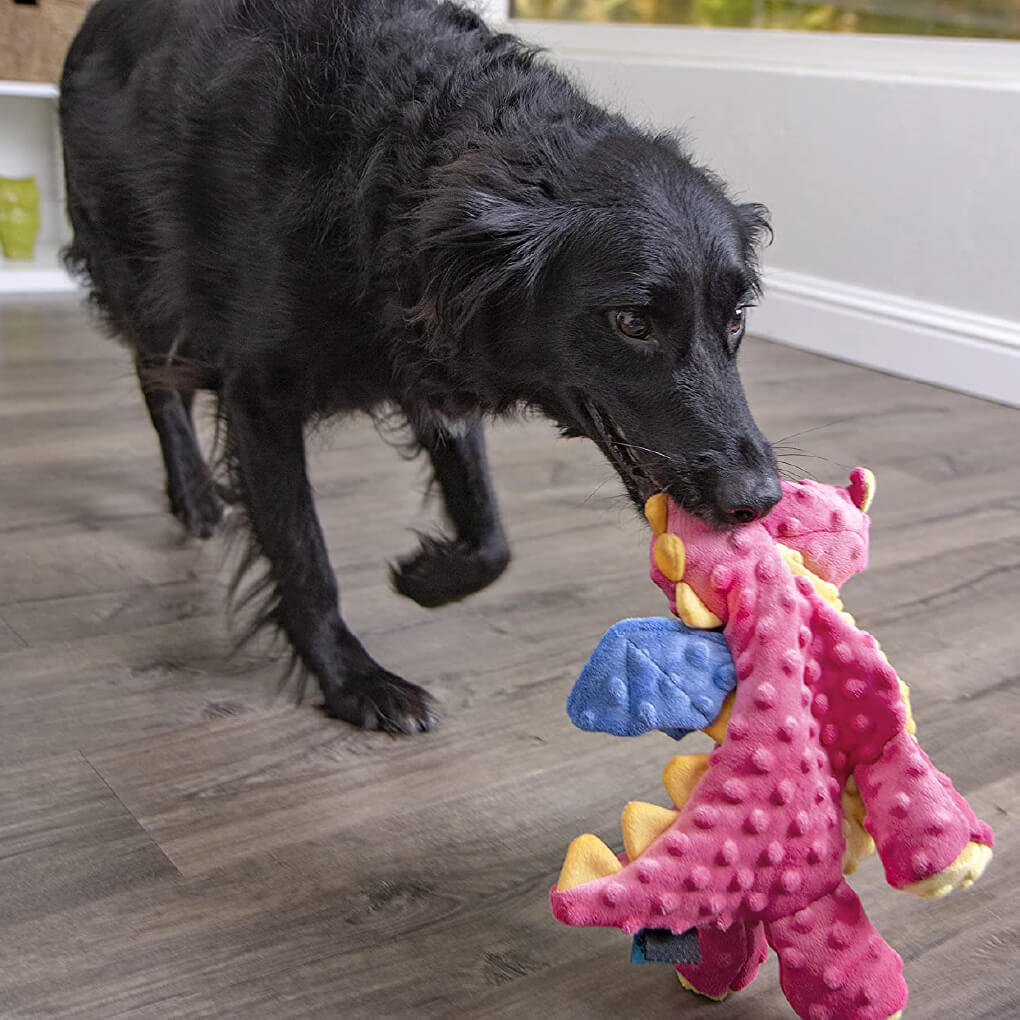 goDog Dragon Tough Plush Dog Toy | Coral - Vanillapup Online Pet Store