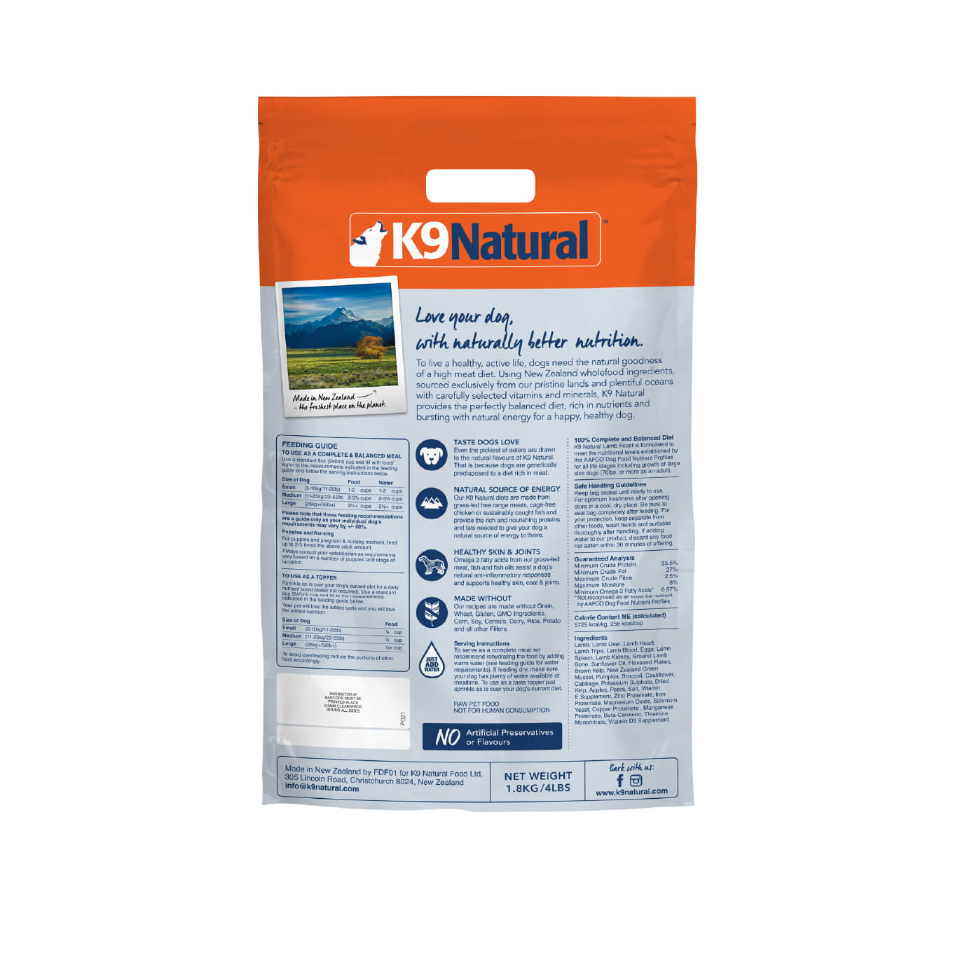 K9 Natural Freeze-dried Lamb Feast [Buy 2 @ 30% Off] - Vanillapup Online Pet Store