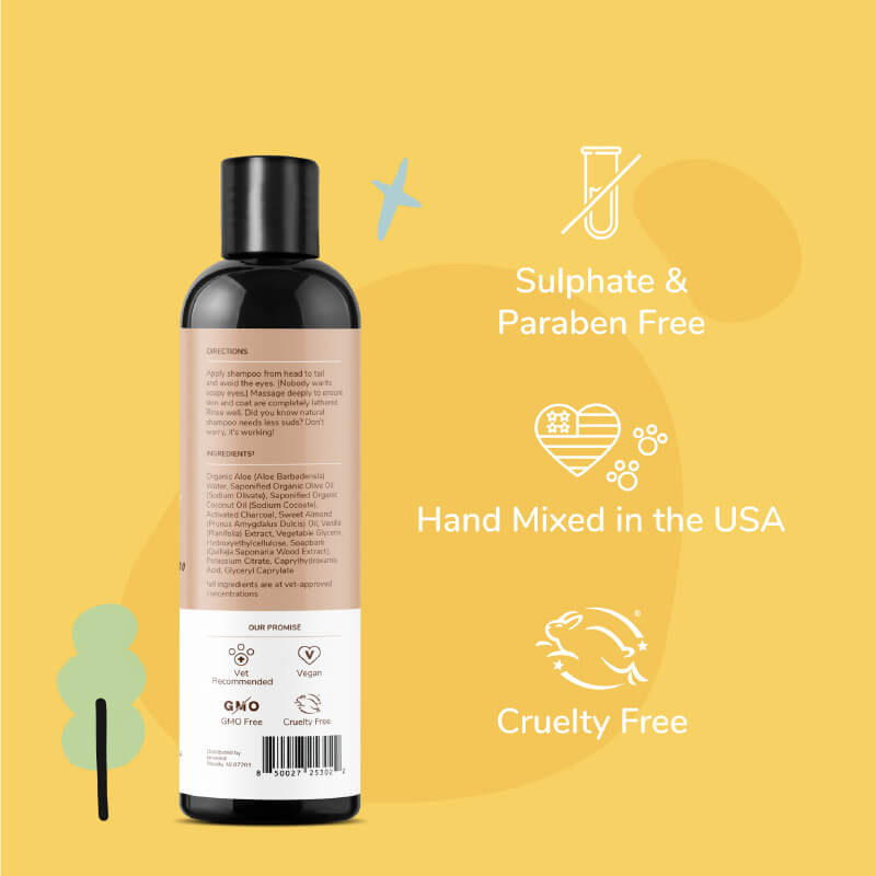 kin+kind Charcoal Deep Clean Shampoo | Almond + Vanilla - Vanillapup Online Pet Store