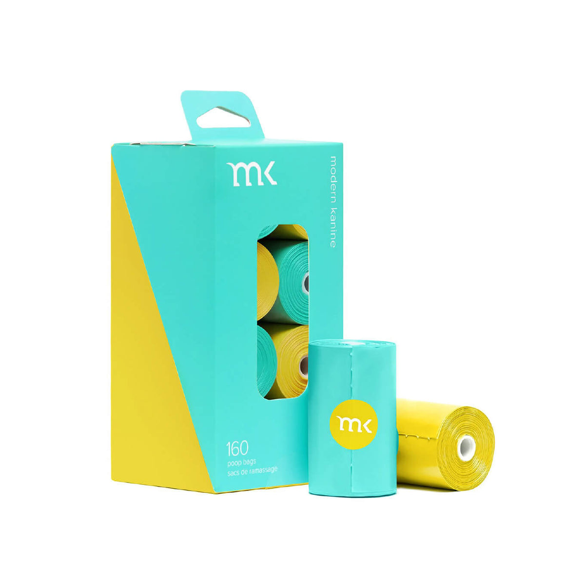Modern Kanine® 160-Count Poop Bags | Turquoise & Yellow - Vanillapup Online Pet Store