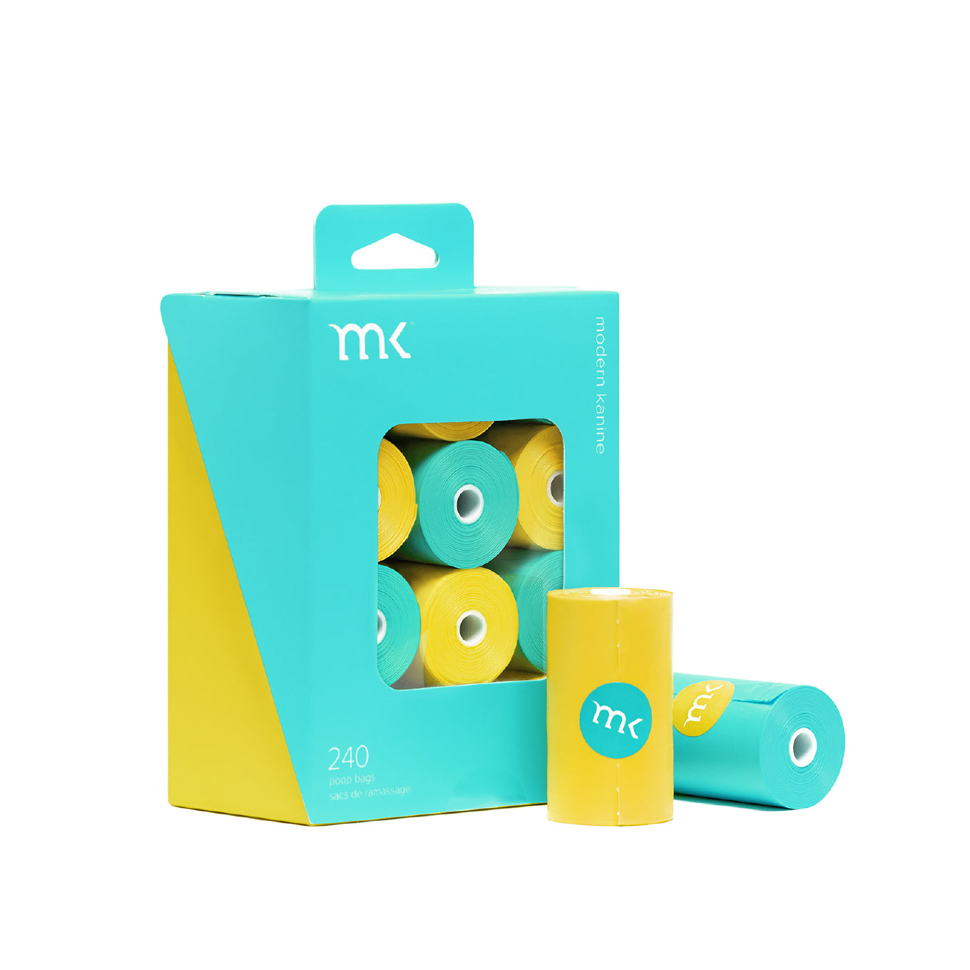 Modern Kanine® 240-Count Poop Bags | Turquoise & Yellow - Vanillapup Online Pet Store