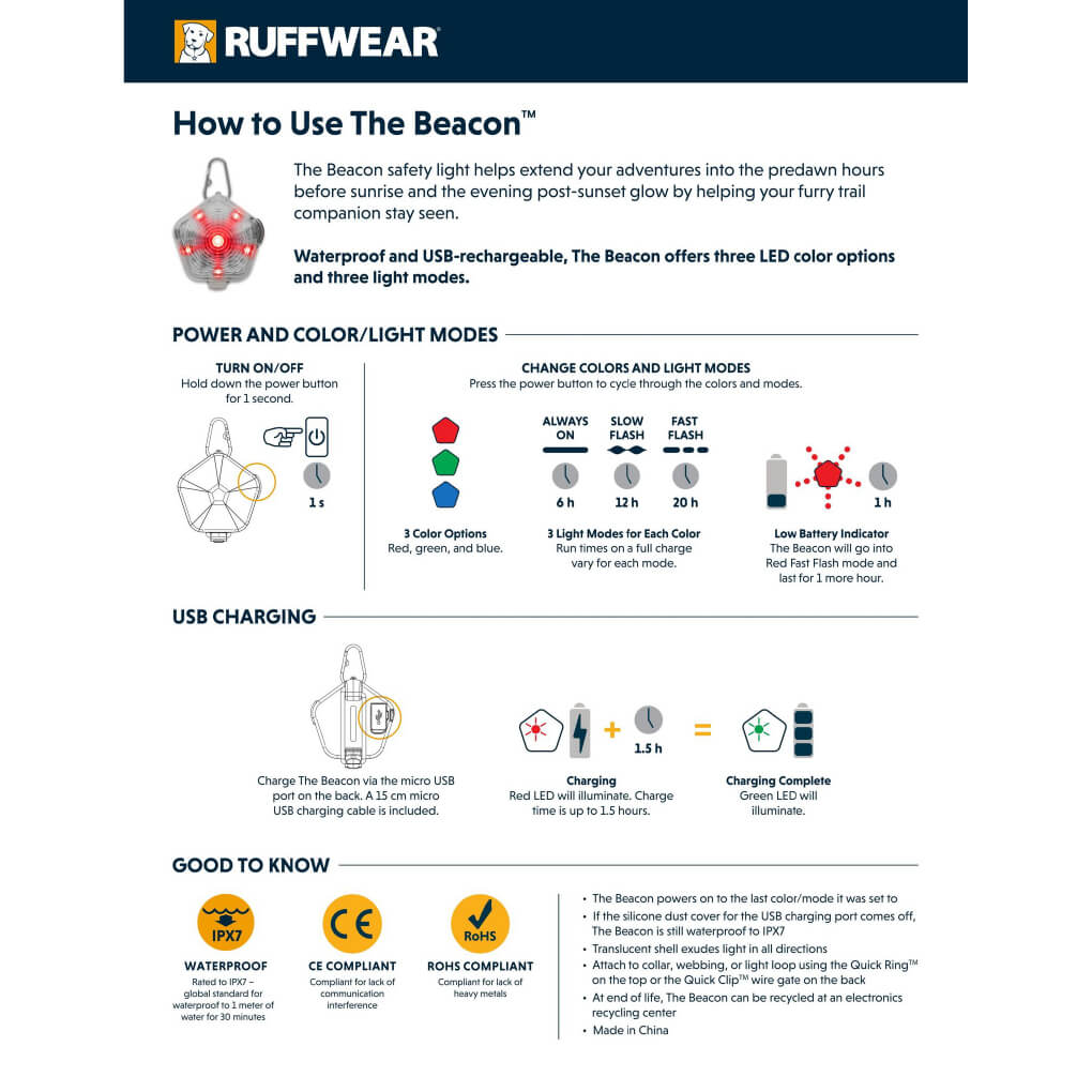 Ruffwear The Beacon™ Waterproof LED Safety Collar Light - Vanillapup Online Pet Store