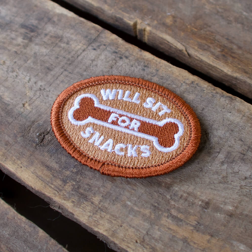 Scout's Honour Iron On Patch | Will Sit for Snacks - Vanillapup Online Pet Store