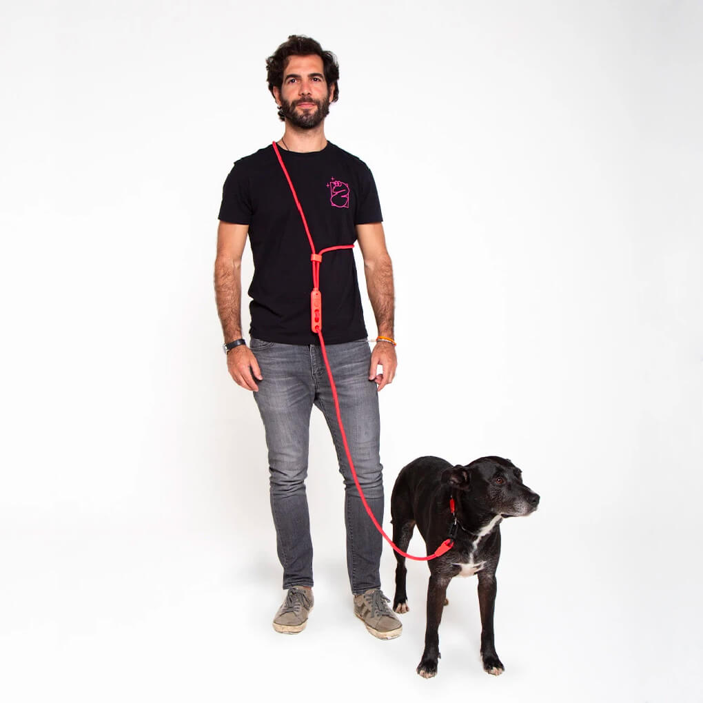 Zee.Dog Hands Free Rope Leash | Neon Coral - Vanillapup Online Pet Store