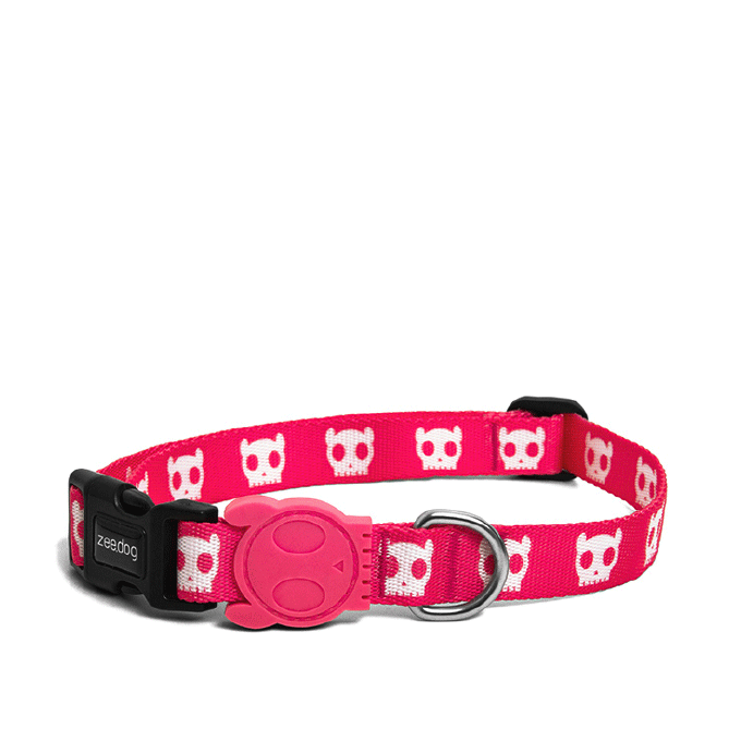 Zee.Dog Dog Collar | Pink Skull (M, L) - Vanillapup Online Pet Store