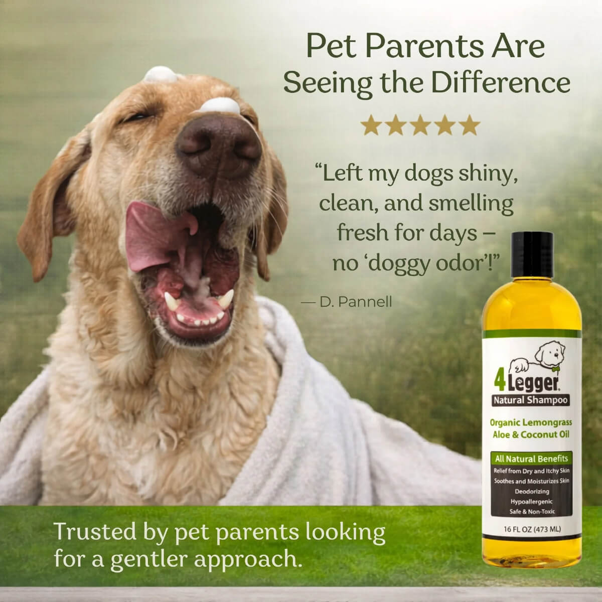 4-Legger Organic Lemongrass and Aloe Hypoallergenic Shampoo