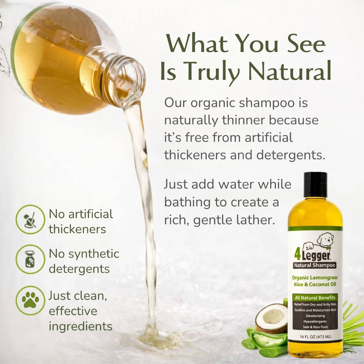 4-Legger Organic Lemongrass and Aloe Hypoallergenic Shampoo