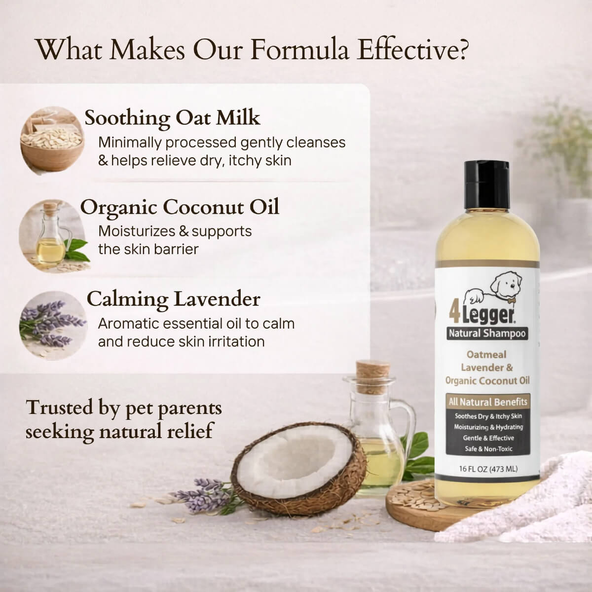 4-Legger Organic Oatmeal Shampoo with Lavender & Aloe