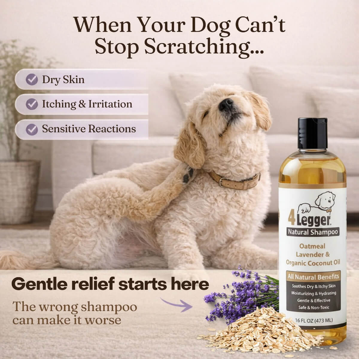 4-Legger Organic Oatmeal Shampoo with Lavender & Aloe