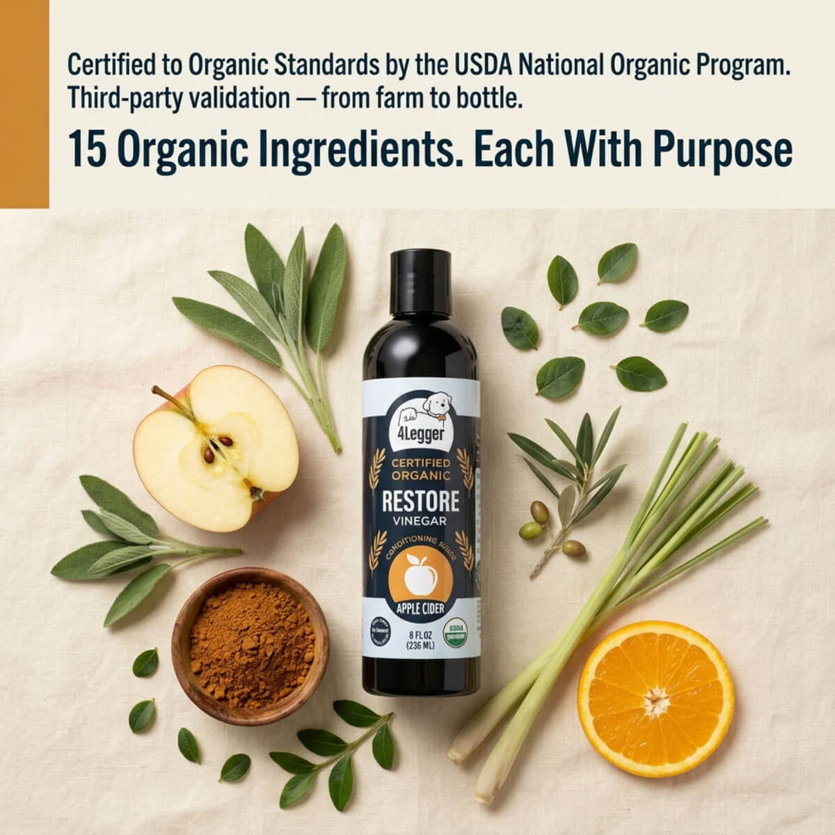 4-Legger USDA Certified Organic Apple Cider Vinegar Rinse