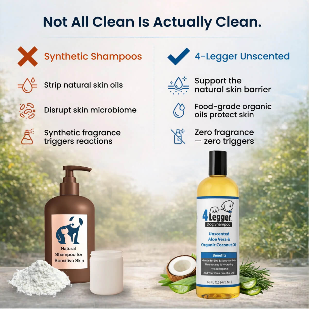 4-Legger Organic Unscented Hypoallergenic Shampoo with Aloe
