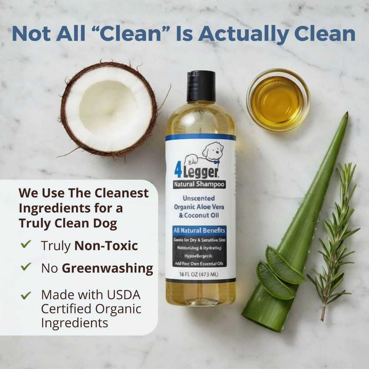4-Legger Organic Unscented Hypoallergenic Shampoo with Aloe