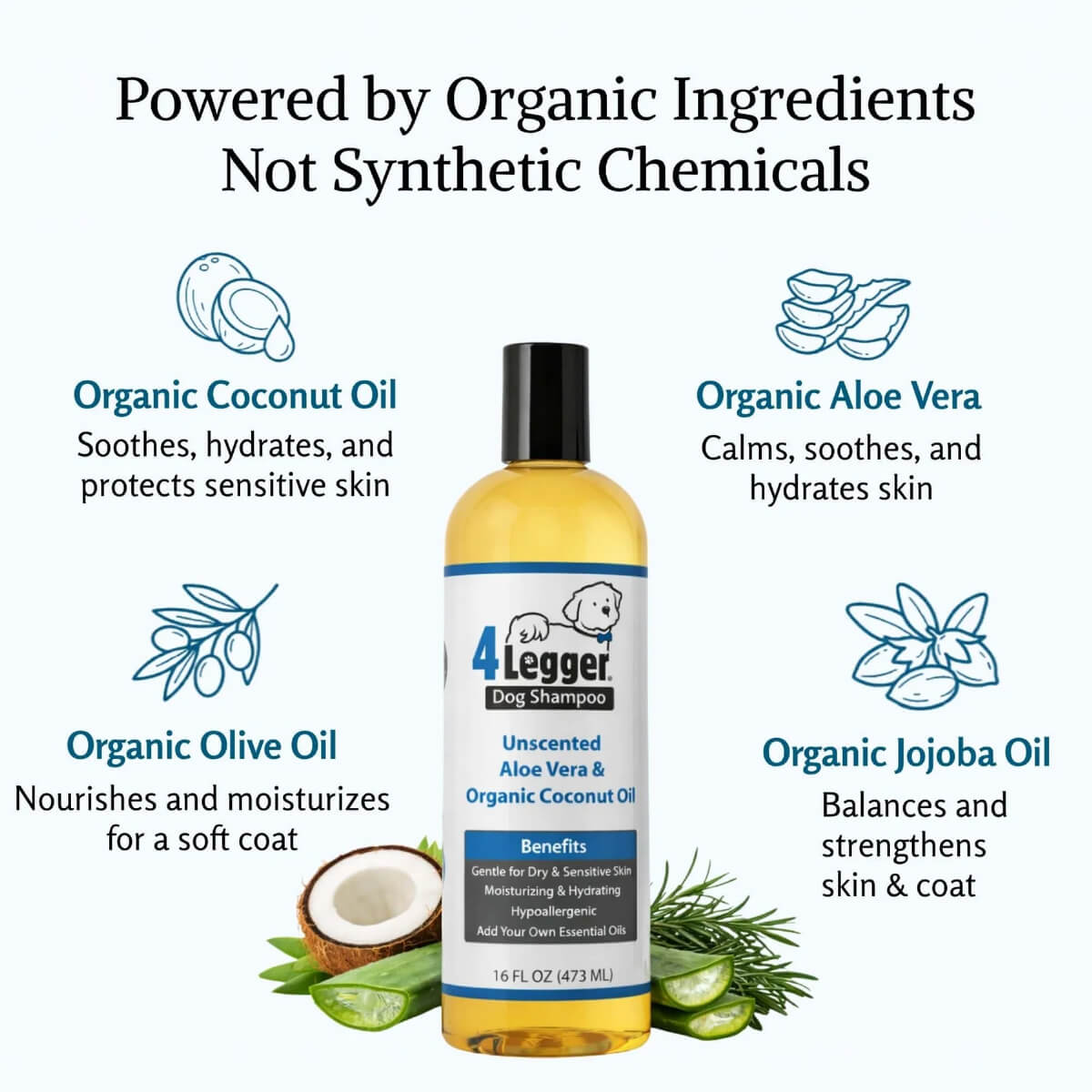 4-Legger Organic Unscented Hypoallergenic Shampoo with Aloe