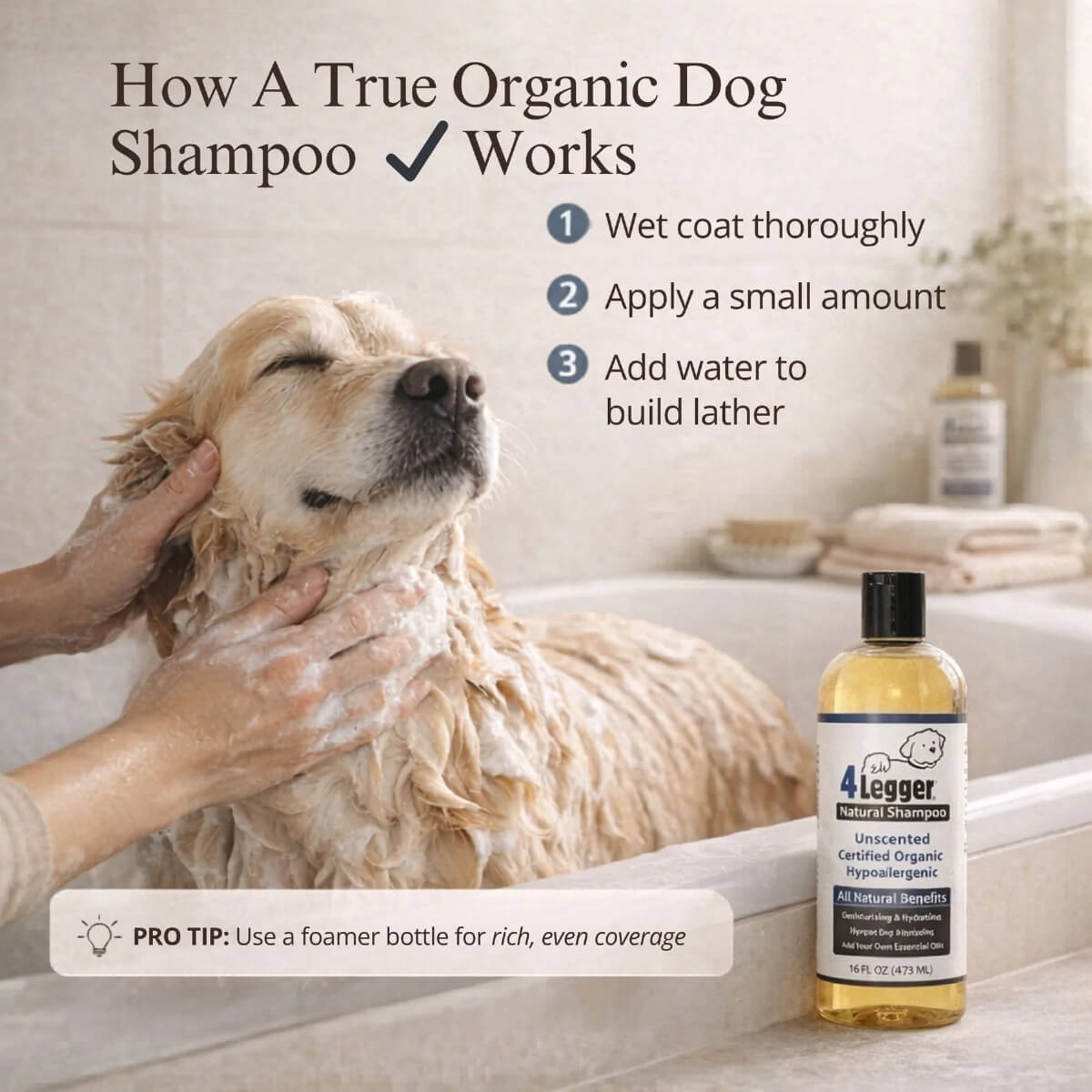 4-Legger Organic Unscented Hypoallergenic Shampoo with Aloe