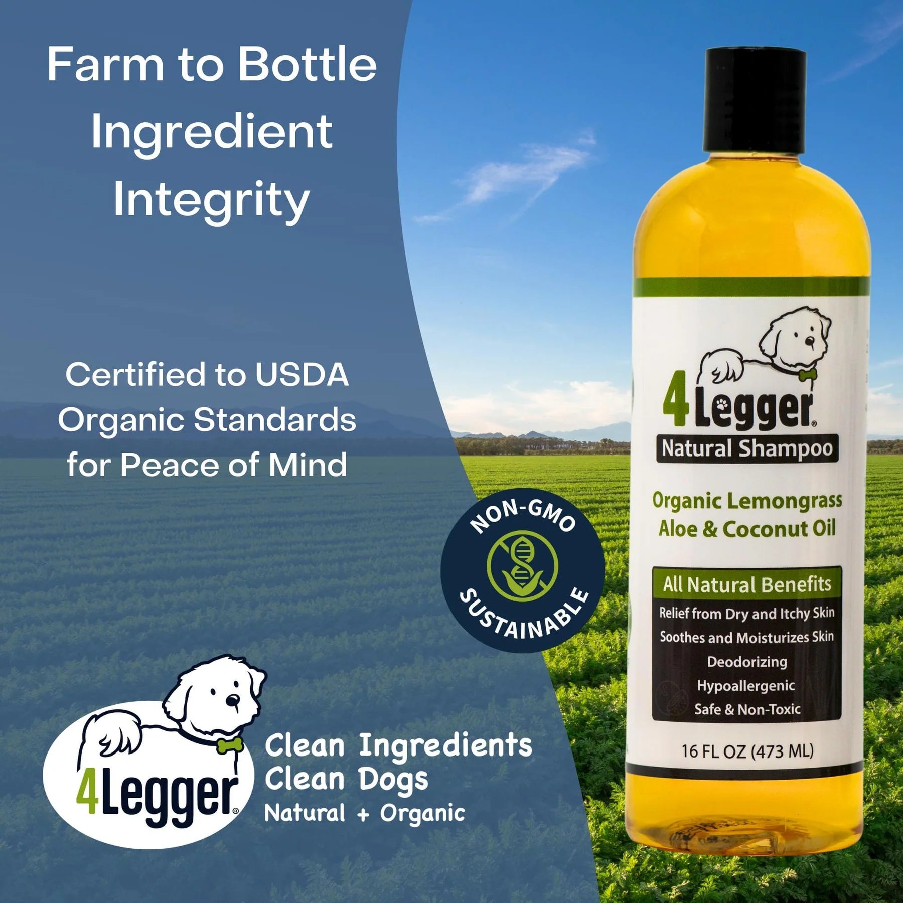 4-Legger Organic Lemongrass and Aloe Hypoallergenic Shampoo