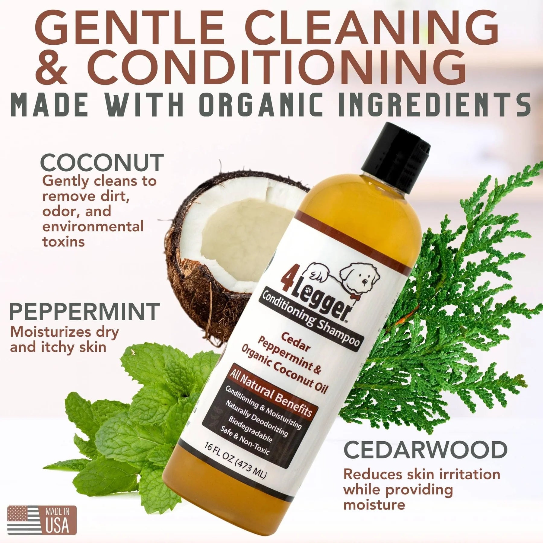 4-Legger Organic Cedar, Peppermint & Eucalyptus Conditioning Shampoo