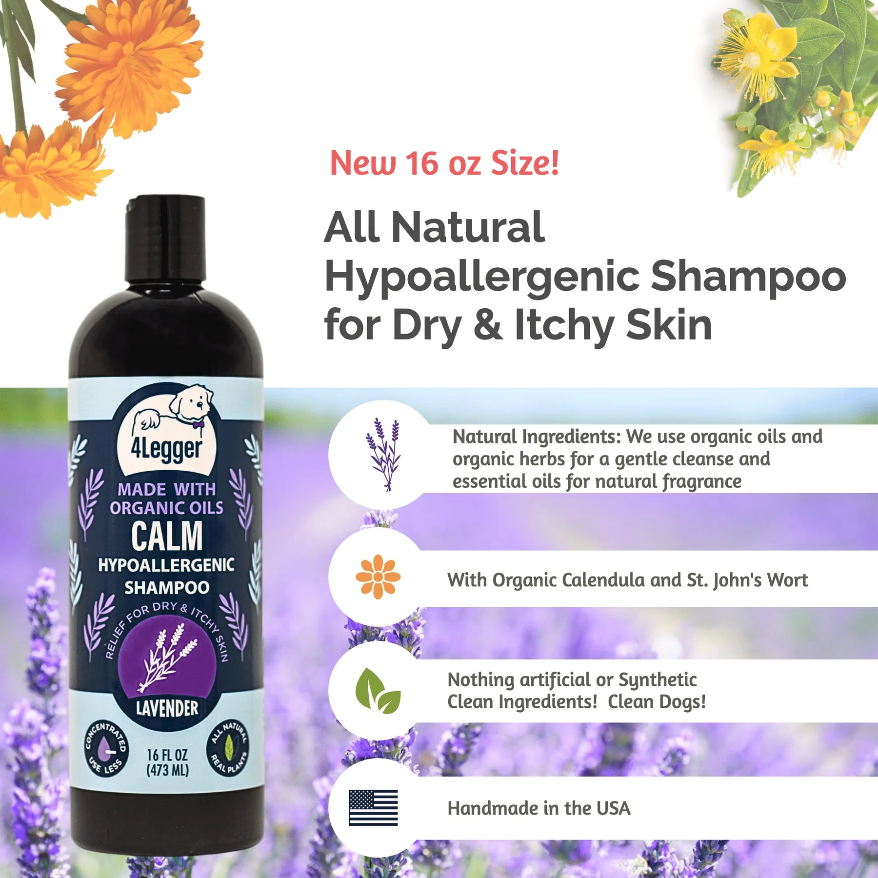 4-Legger Calming Shampoo | Lavender With Calendula and St. John’s Wort