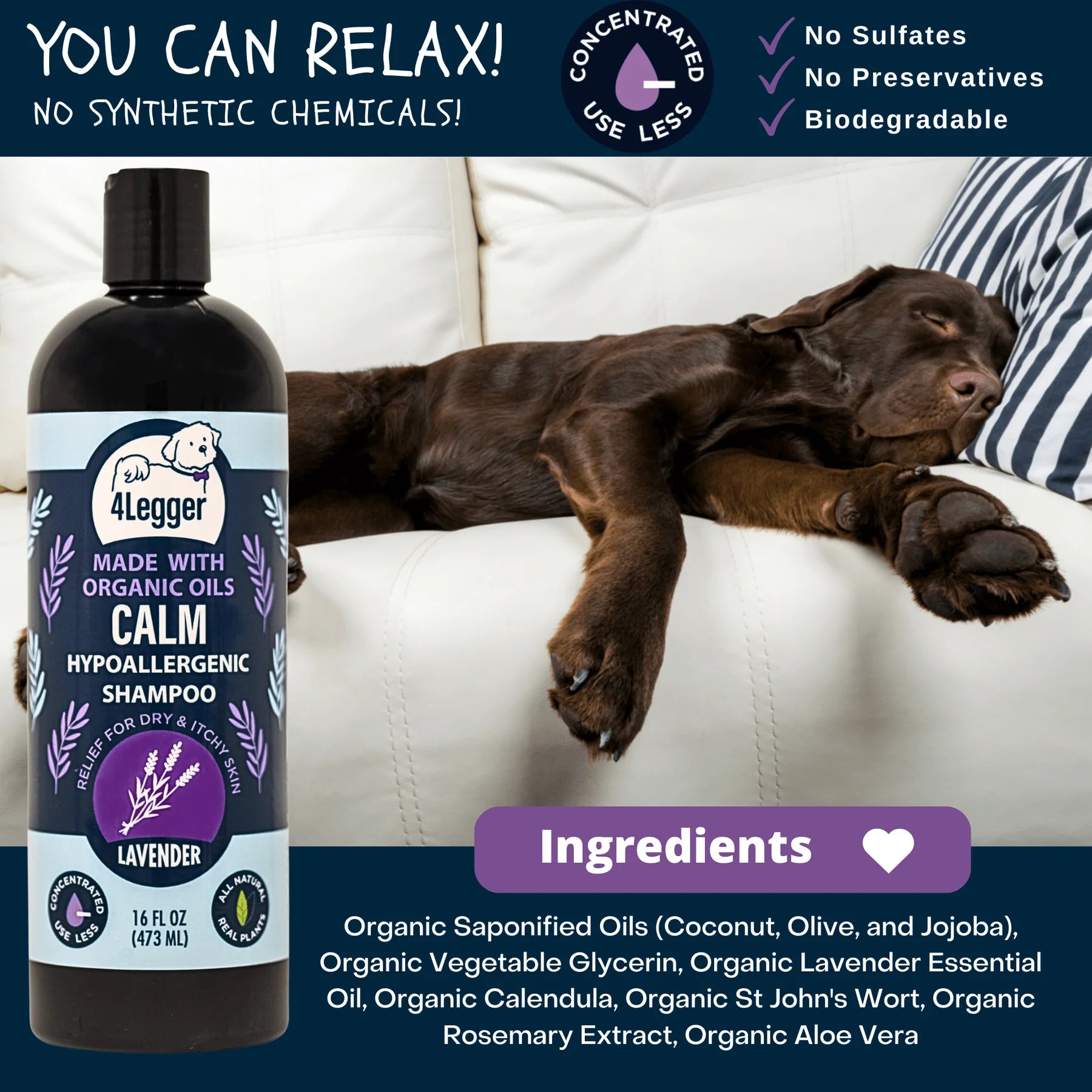 4-Legger Calming Shampoo | Lavender With Calendula and St. John’s Wort