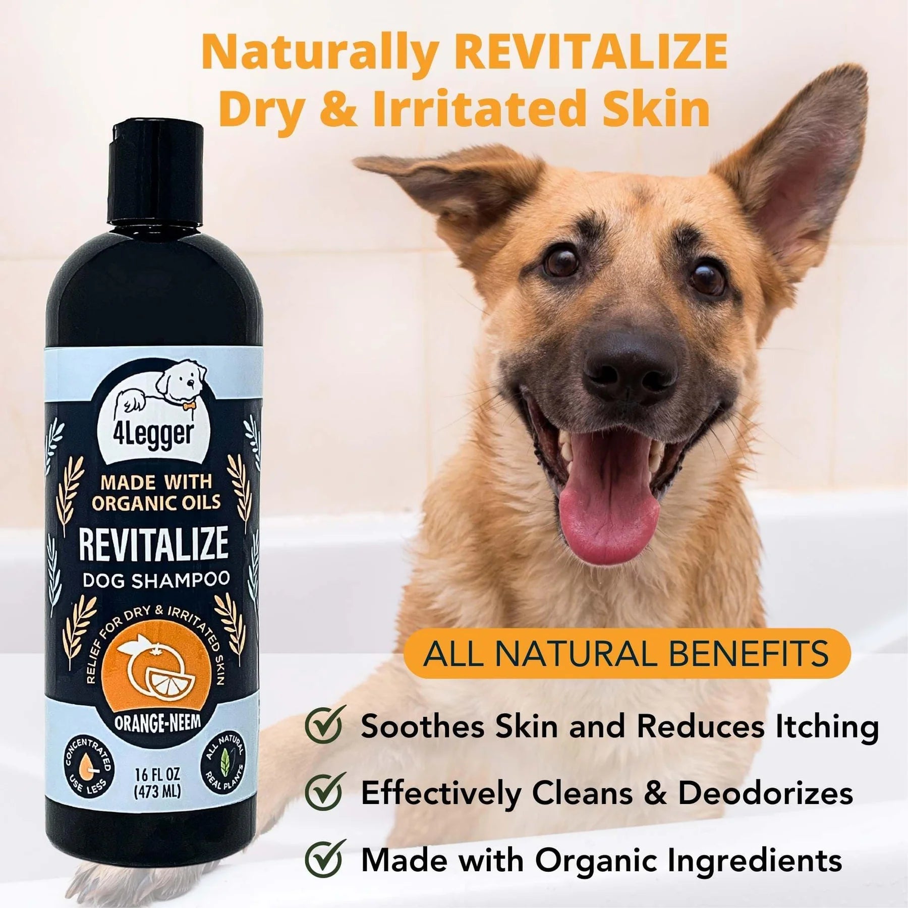 4-Legger Revitalize Shampoo | Neem With Sweet Orange Essential Oil