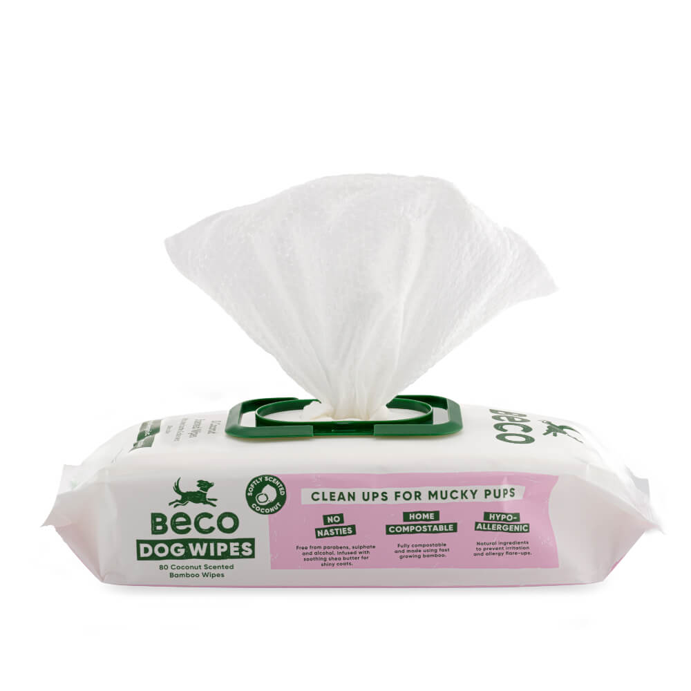 Beco Bamboo Dog Wipes, Coconut Scented, 80 Pack