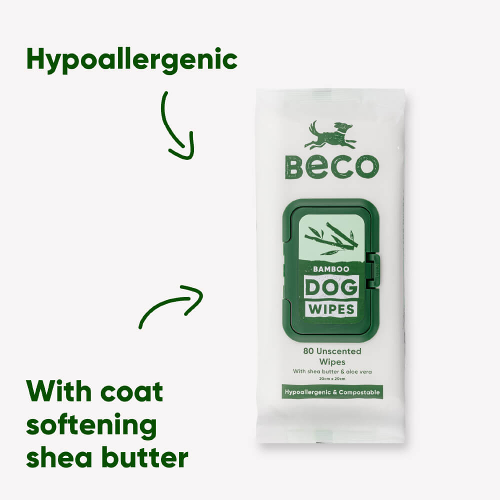 Beco Bamboo Dog Wipes, Unscented, 80 Pack