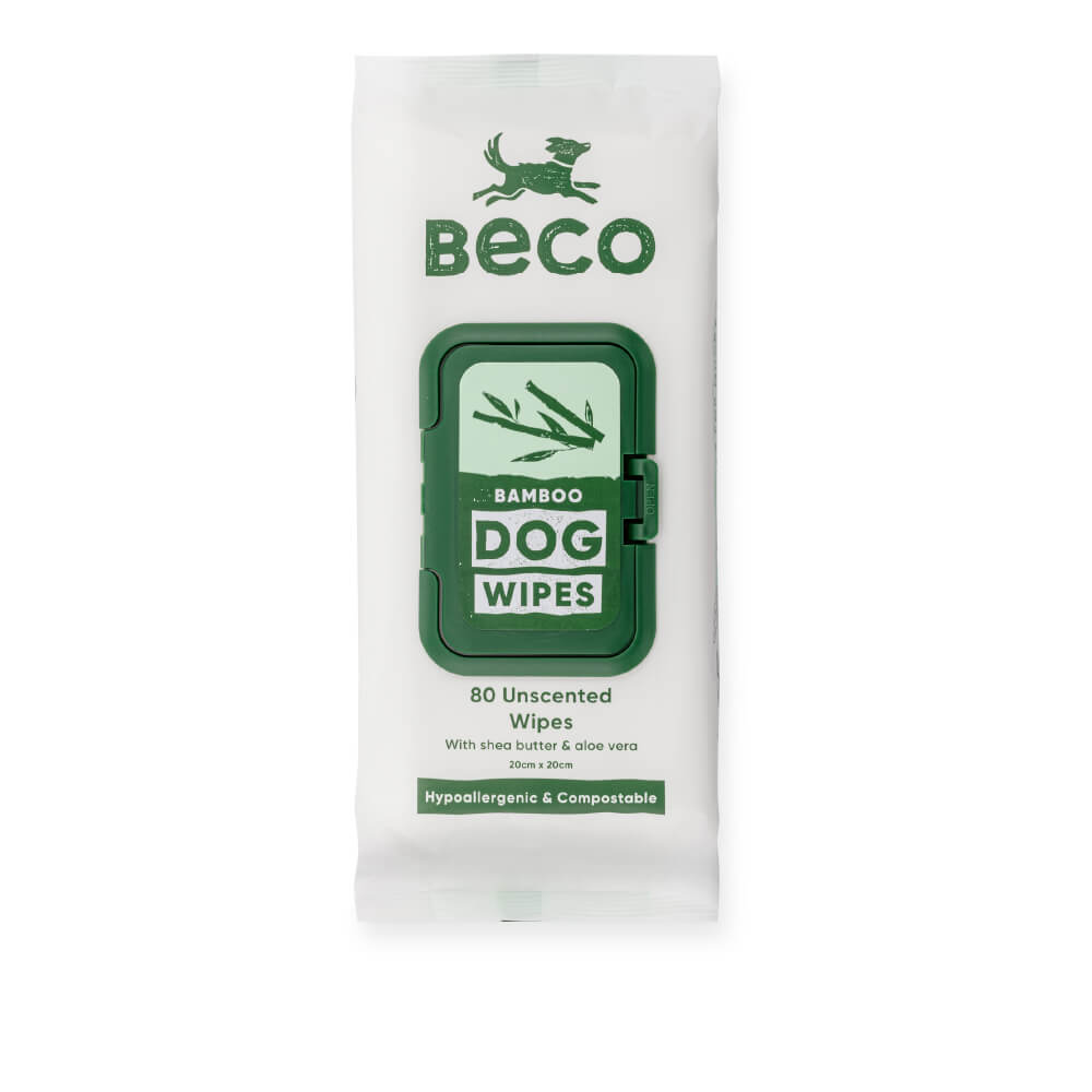 Beco Bamboo Dog Wipes, Unscented, 80 Pack