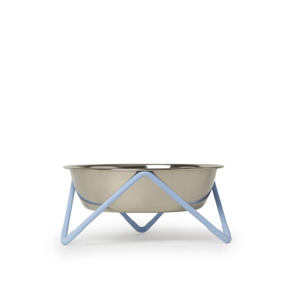 Bendo Pet Bowl | Chrome & Cashmere Blue (Small)