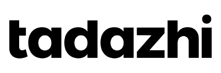 Black 'tadazhi' logo on a white background