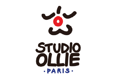 Logo of Studio Ollie Paris with stylized face and text on a white background
