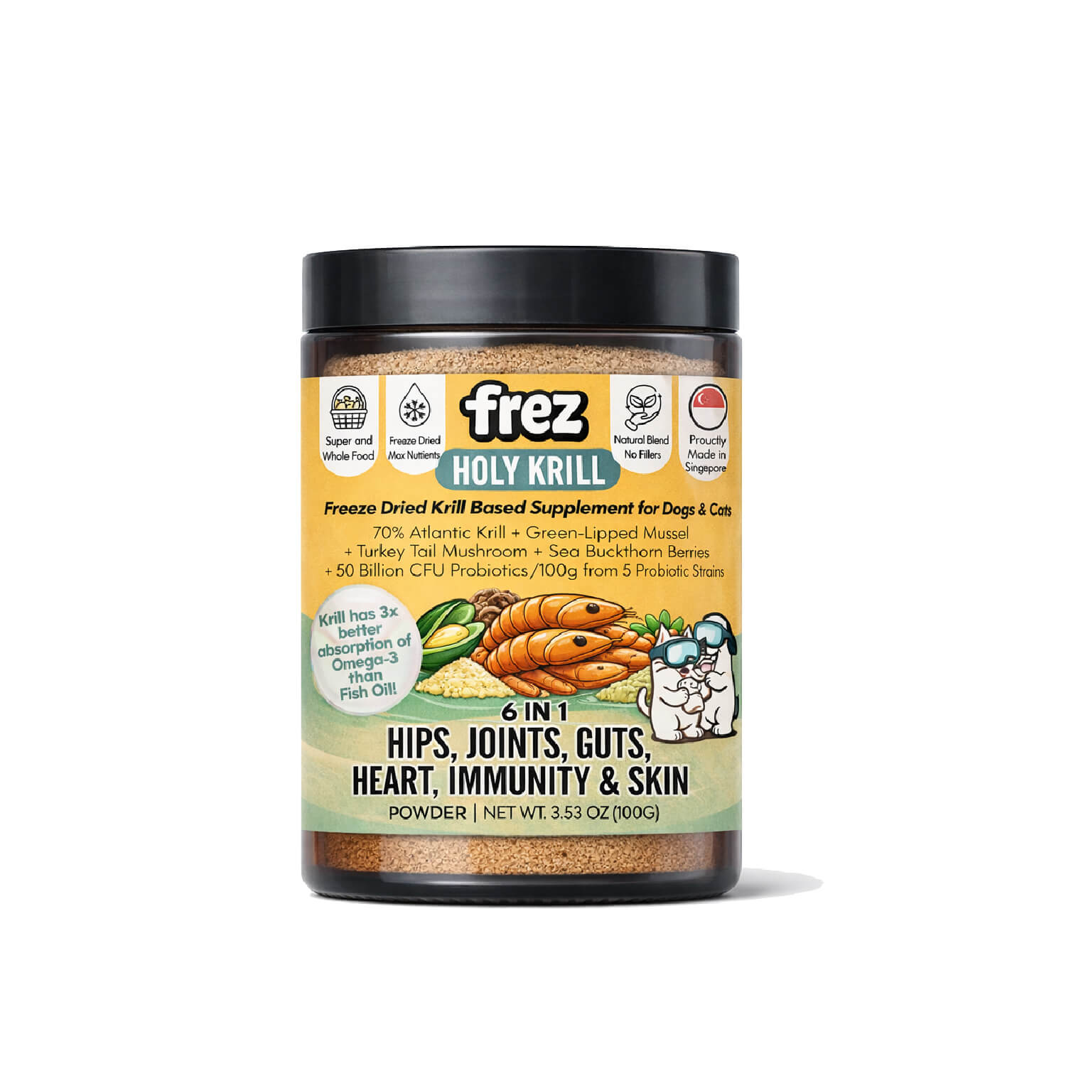 Frez Holy Krill Freeze Dried Krill Based Supplement for Cats and Dogs