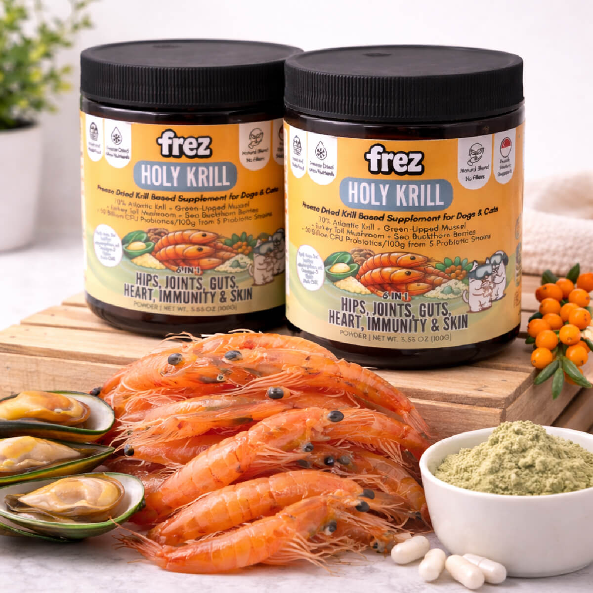 Frez Holy Krill Freeze Dried Krill Based Supplement for Cats and Dogs