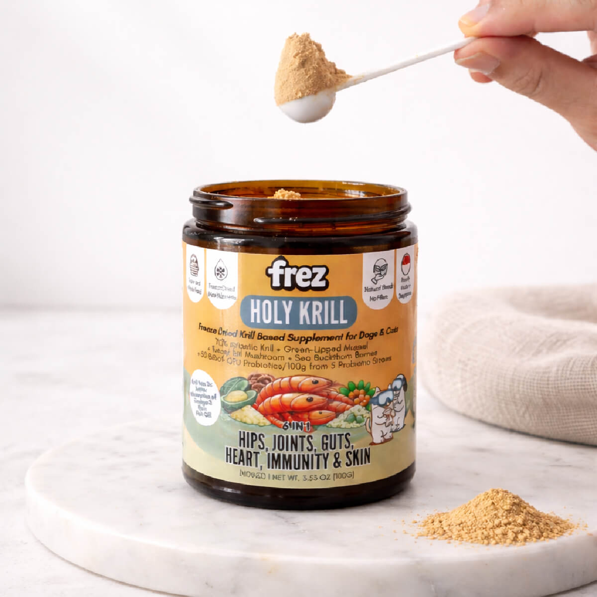 Frez Holy Krill Freeze Dried Krill Based Supplement for Cats and Dogs